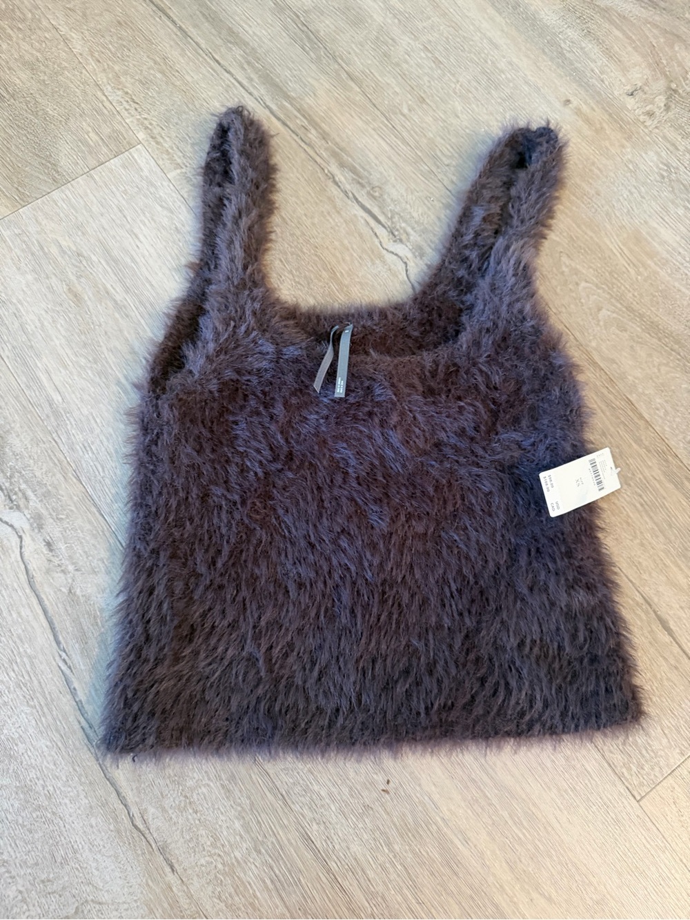 Anthropologie Fuzzy Cropped Tank Top - Deep Brown